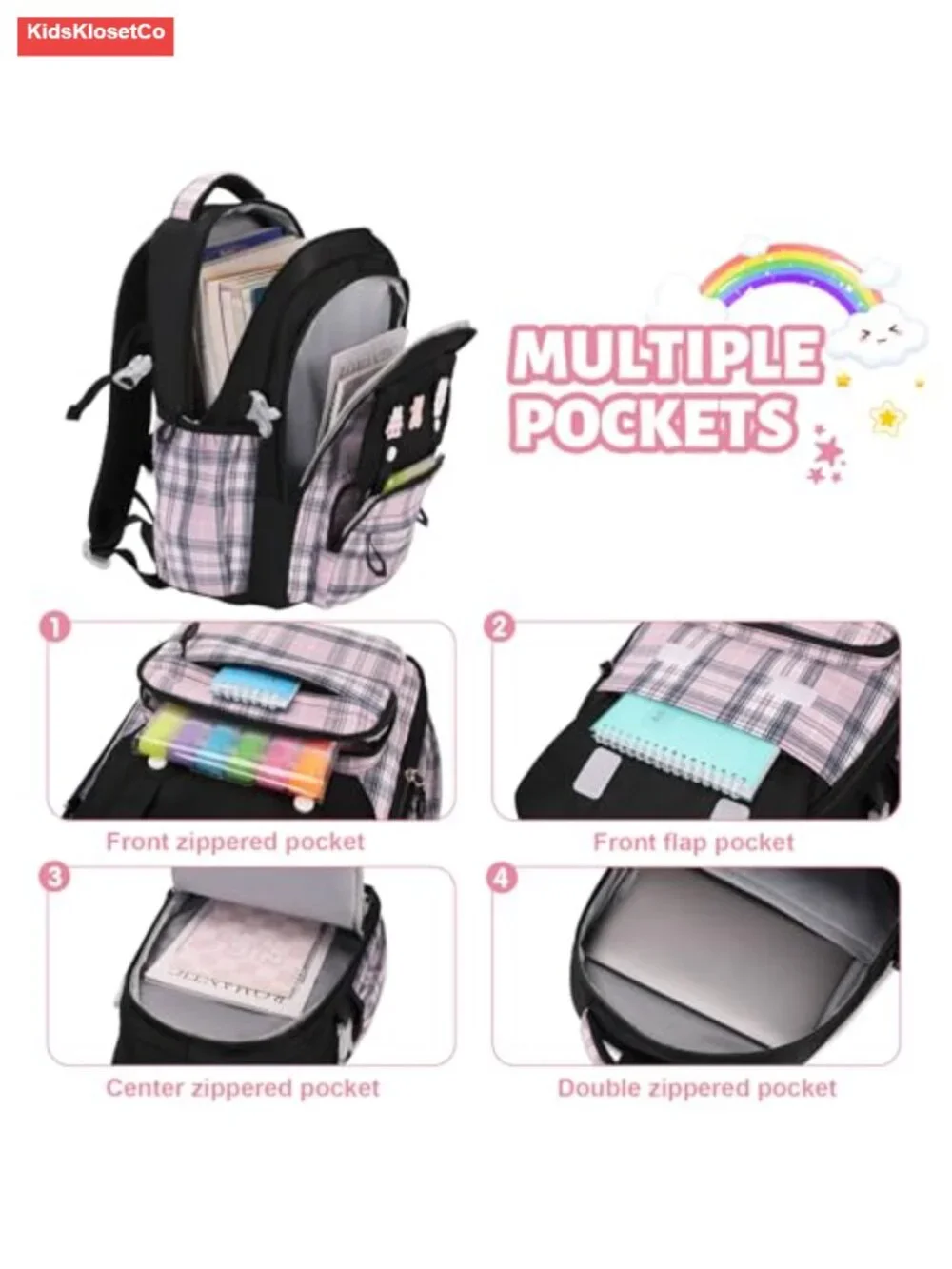 Kids Backpack Set with Lunch Bag Pencil Case Waterproof Nylon